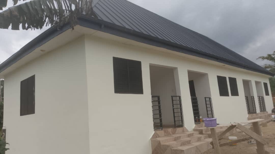 Building exterior and covered entrances